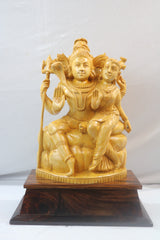 Shiva and Parvati Wood statue