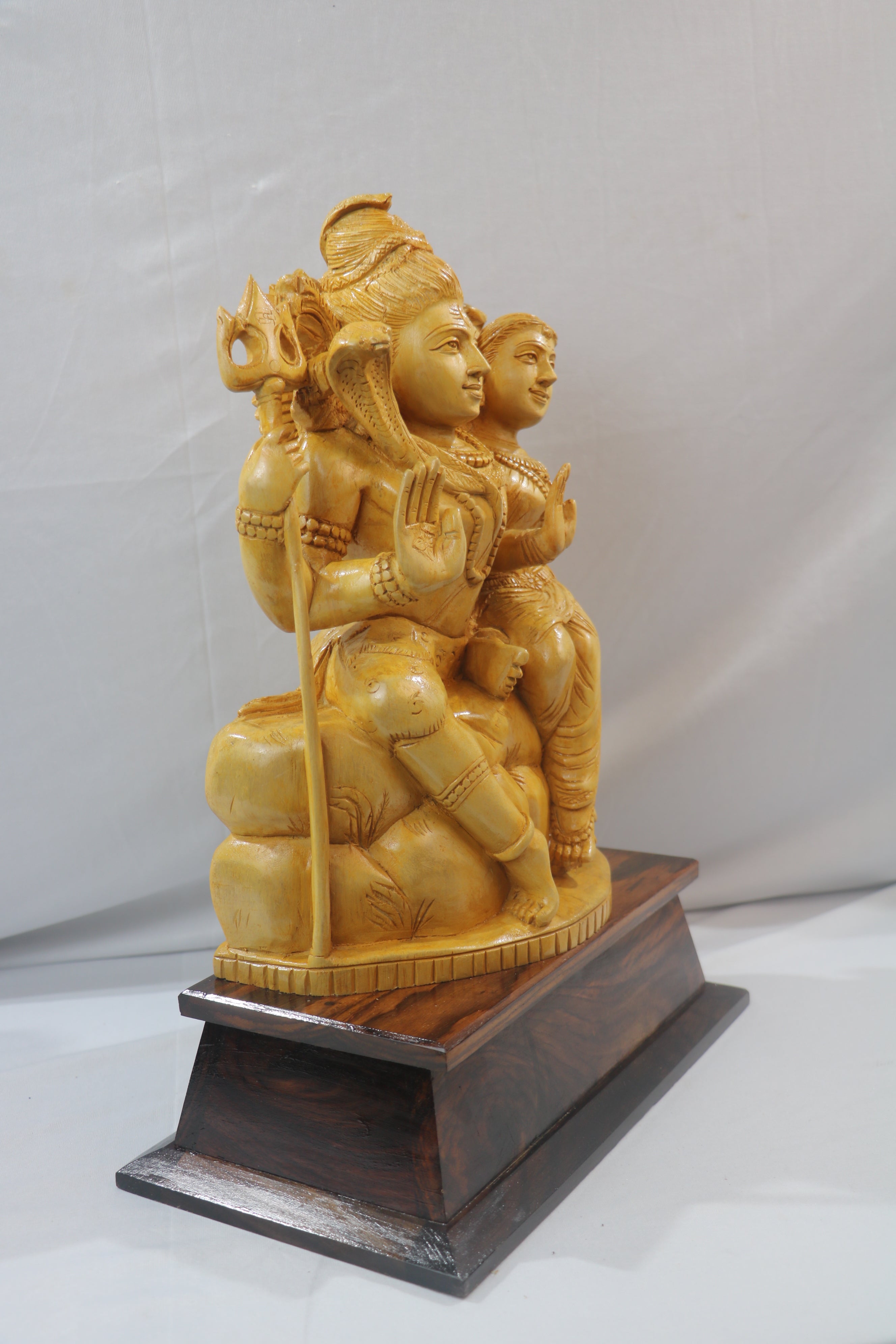 Shiva and Parvati Wood statue