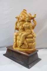 Shiva and Parvati Wood statue