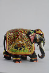 Hand-Painted Wooden Elephant with Floral Design – Artistic Home Decor