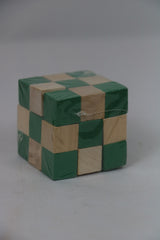 Solid Wood Cube – Artisan Carved Decorative Accent Piece
