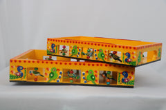Artisan Hand-Painted Tray – Wooden Decorative Tray for Tea & Snacks