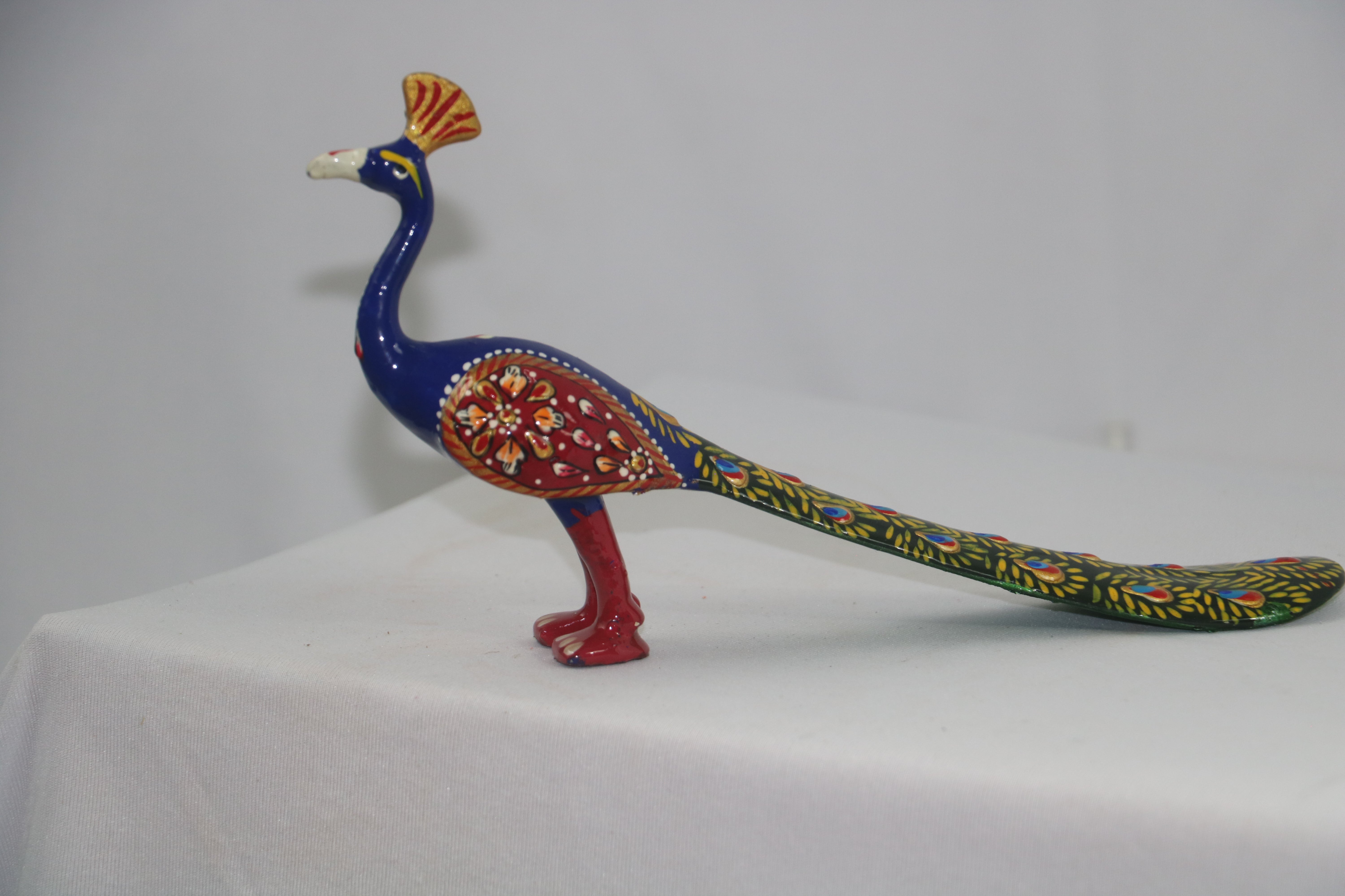 Pair of Metal Hand-Painted Meenakari Peacocks | Decorative Art Set