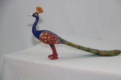 Pair of Metal Hand-Painted Meenakari Peacocks | Decorative Art Set