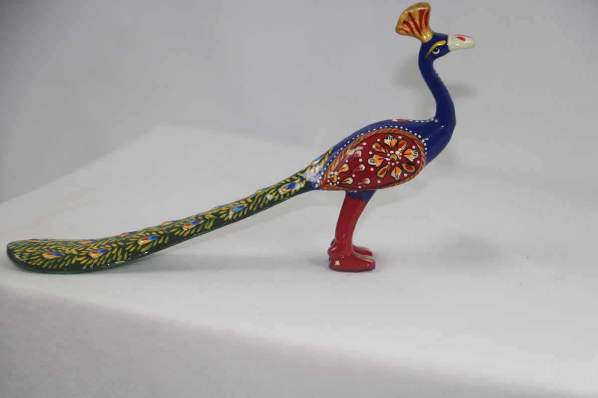 Pair of Metal Hand-Painted Meenakari Peacocks | Decorative Art Set