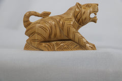 Decorative Wooden Tiger | Intricately Hand-Carved Animal Figurine
