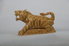 Decorative Wooden Tiger | Intricately Hand-Carved Animal Figurine