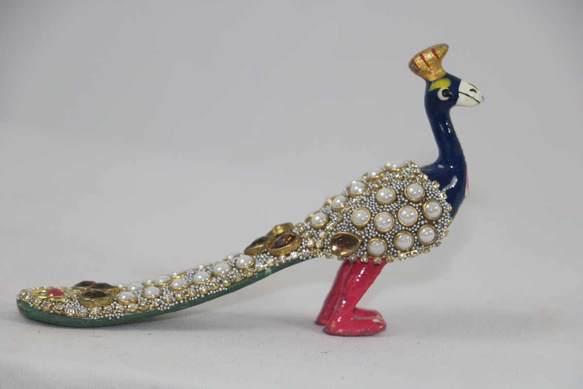 Metal Hand Painted Peacock Stone