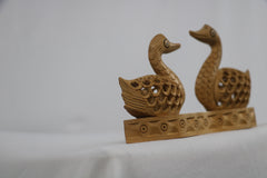 Wooden Carved Ducks Couple | Ideal Gift & Decorative Sculpture