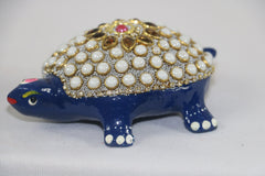 Metal Tortoise with Stone Meenakari | Decorative Feng Shui Figurine
