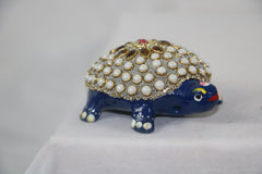 Metal Tortoise with Stone Meenakari | Decorative Feng Shui Figurine