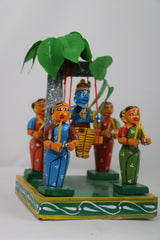 Artisan Krishna in Jhula with Gopikas – Authentic Wooden Craft
