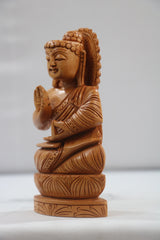 Hand-Carved Wooden Lotus Sitting Buddha – Spiritual Home Decor