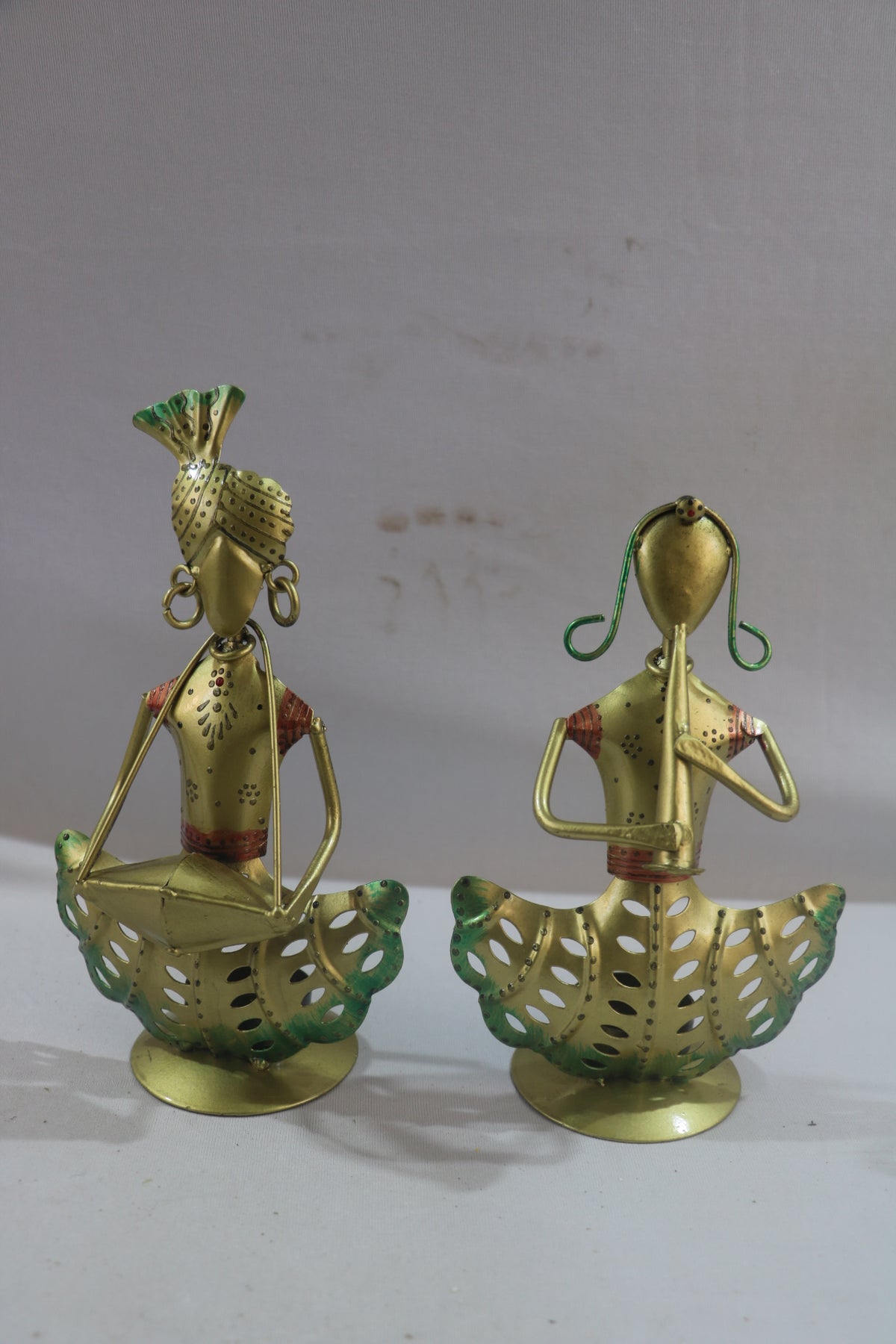 Hand-Painted Iron Musician Candle Holders – Set of 2 Decorative Candelabra