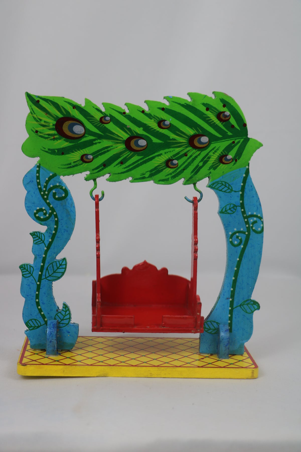 Wooden Miniature Jhula – Ethnic Swing Decor for Krishna or Dolls