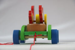 Handcrafted Channapatna Pull Toy for Kids – Wooden Pull-Along Toy