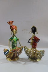 Hand-Painted Iron Musician Candle Holders – Set of 2 Decorative Candelabra
