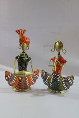 Hand-Painted Iron Musician Candle Holders – Set of 2 Decorative Candelabra