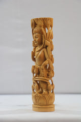 Hand-Carved Wooden Goddess Shiva Statue – Standing on Lotus
