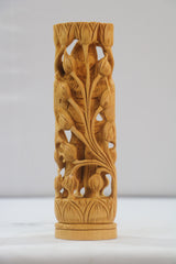 Hand-Carved Wooden Goddess Shiva Statue – Standing on Lotus