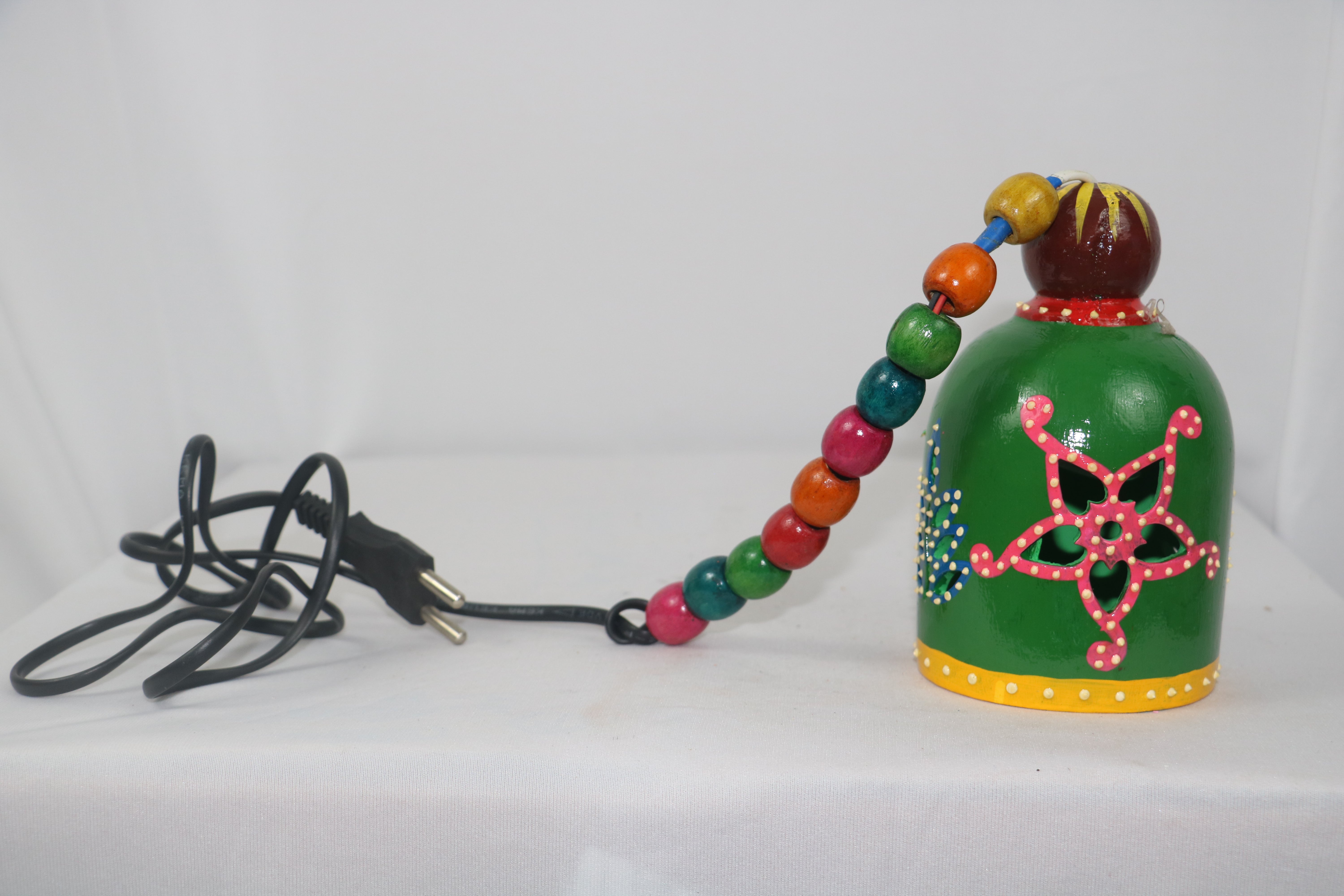 Wooden Hand-Painted Lamp – Unique Home & Office Decor