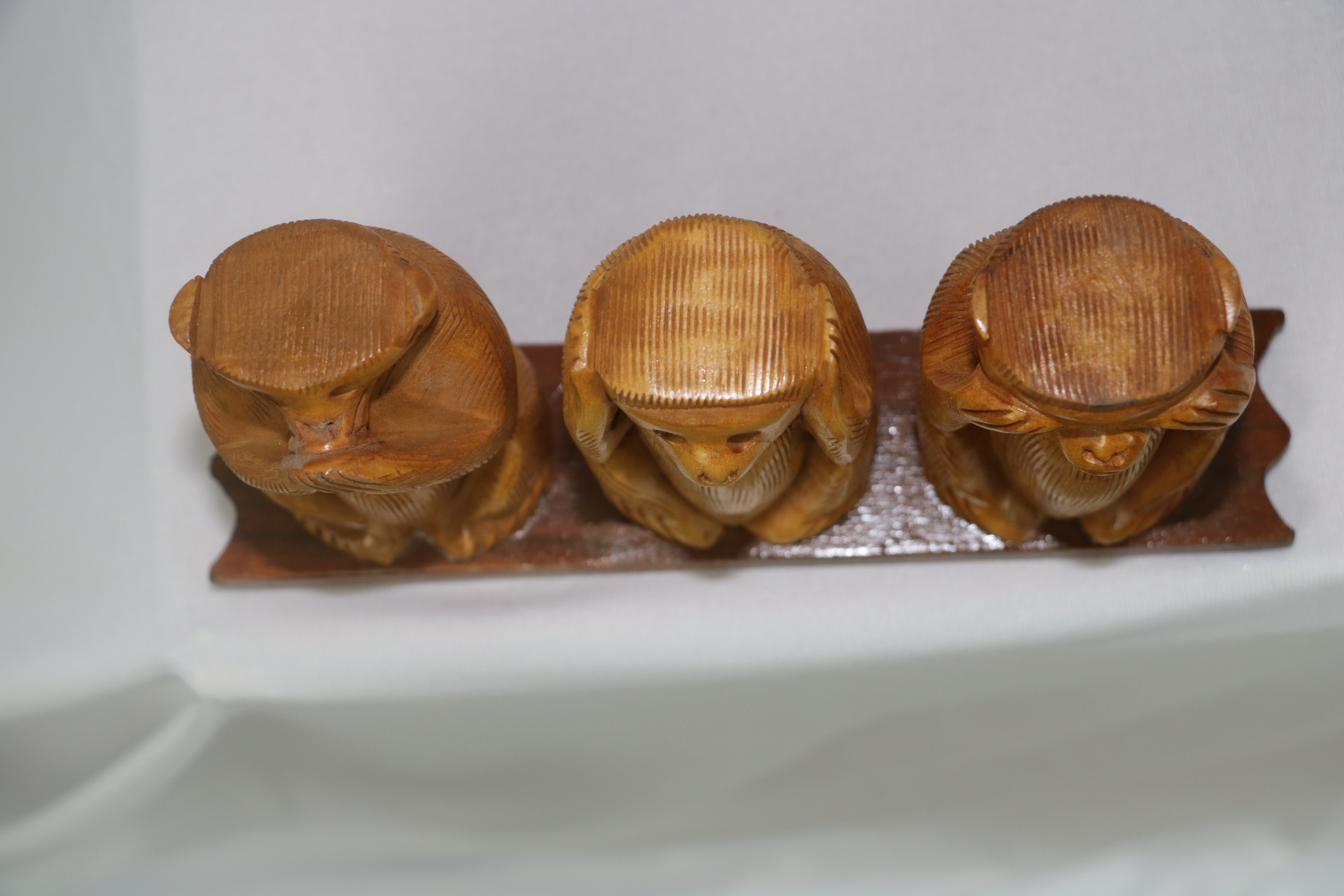 Hand-Carved Three Wise Monkeys Sculpture | Traditional Wooden Art