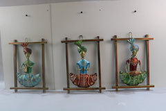Iron Hand-painted 3 Sardar Musicians Frame Wall Decor Hanging