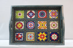Hand Made Tray Multi Color Pottery Pattern