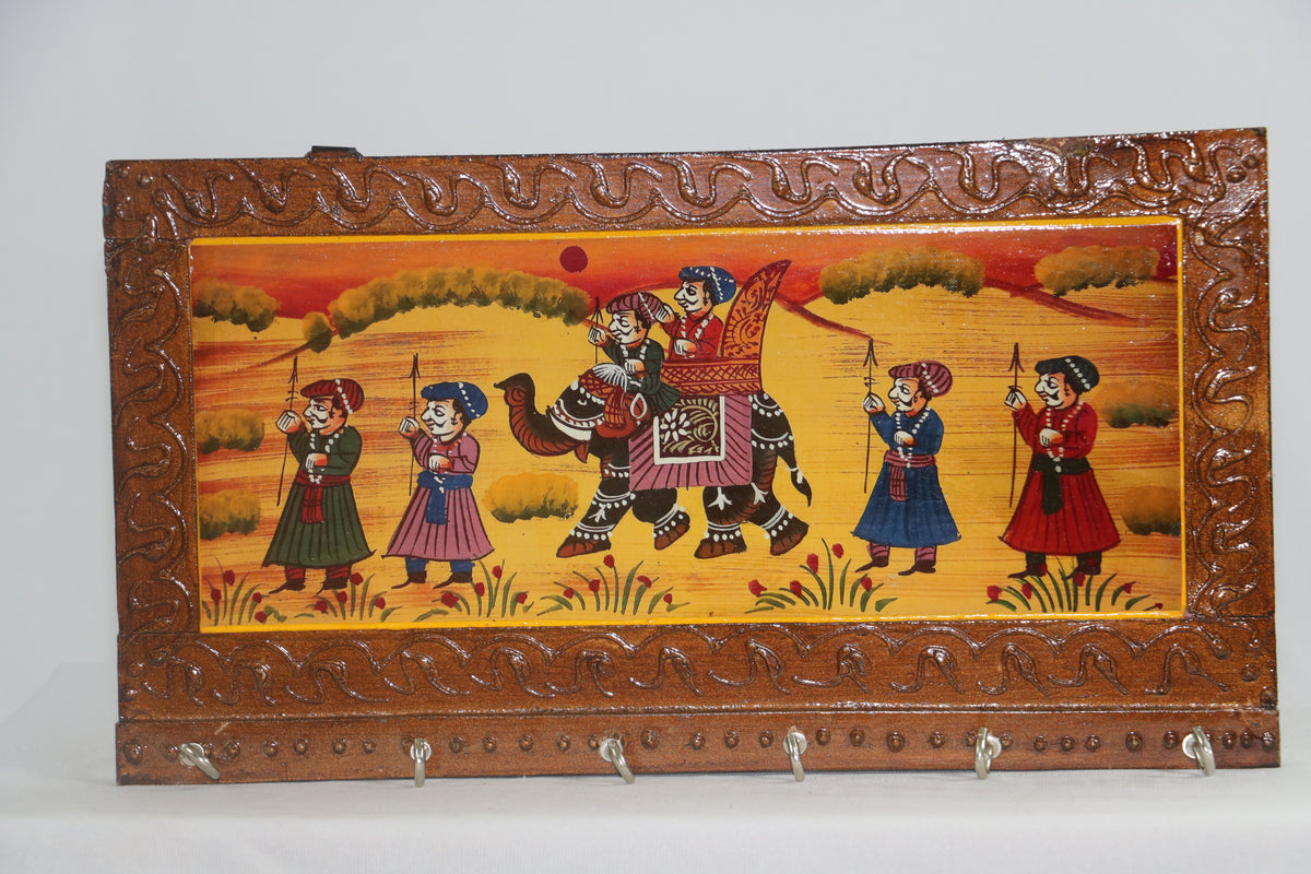 Wooden Ambari Key Holder | Handcrafted Hand-Painted Wall Hanger