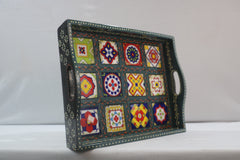 Hand Made Tray Multi Color Pottery Pattern