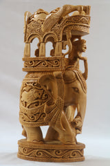 Hand-Carved Wooden Elephant with Ambari | Traditional Indian Decor
