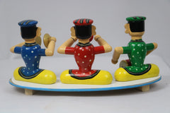 Traditional Channapatna Music Band – Set of 3 Colorful Wooden Men Figurines
