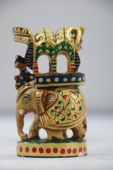 Handprinted Ambari Elephant | Decorative Miniature Figurine