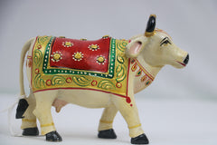 Hand-Painted Wooden Cow – Colorful Decorative Figurine