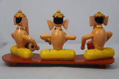Channapatna Ganesh Music Set – Set of 3 Handcrafted Wooden Figurines