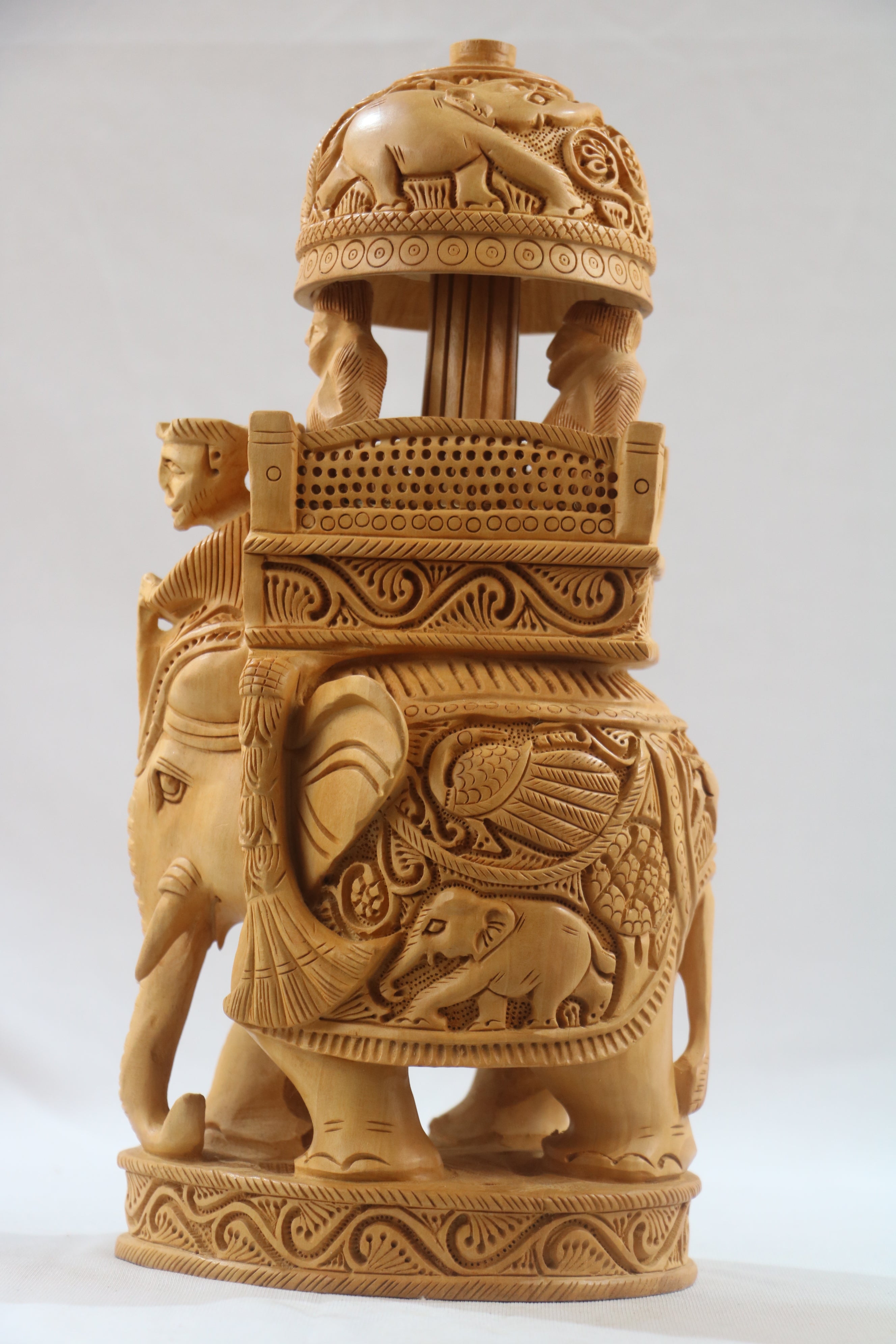 Handcrafted Ambari Elephant with Umbrella | Traditional Indian Decor