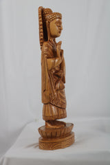 Wooden Carved Standing Buddha Head Background