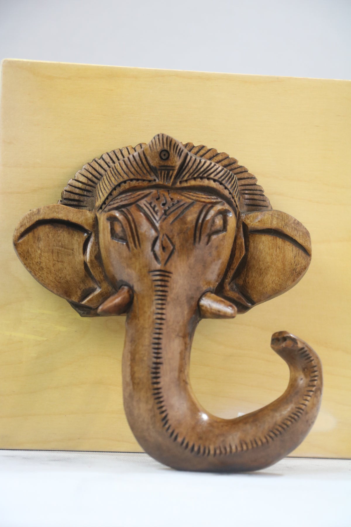 Hand-Carved Wooden Ganesha Wall Hanging – Spiritual Home Decor