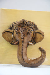 Hand-Carved Wooden Ganesha Wall Hanging – Spiritual Home Decor