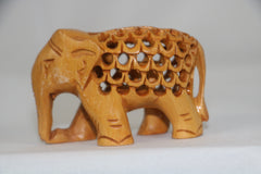Wooden Elephant with Jali Work | Handmade Indian Craft Sculpture