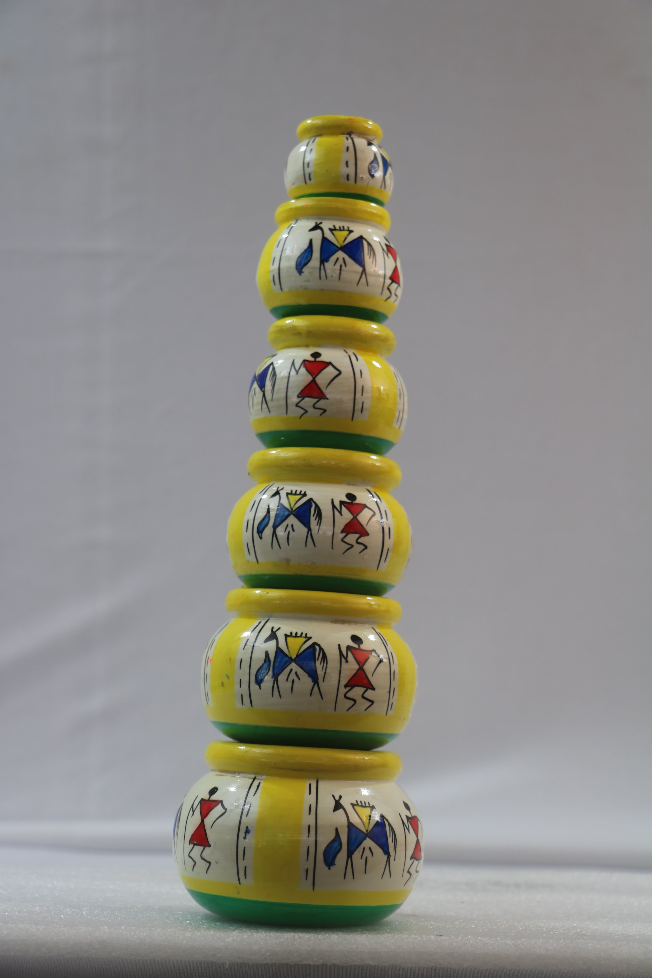 Channapatna Craft Pot Set – Handmade & Hand-Painted Wooden Decor Items
