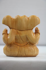 Decorative Wooden Ganesh in Seated Position | Handmade Religious Figurine
