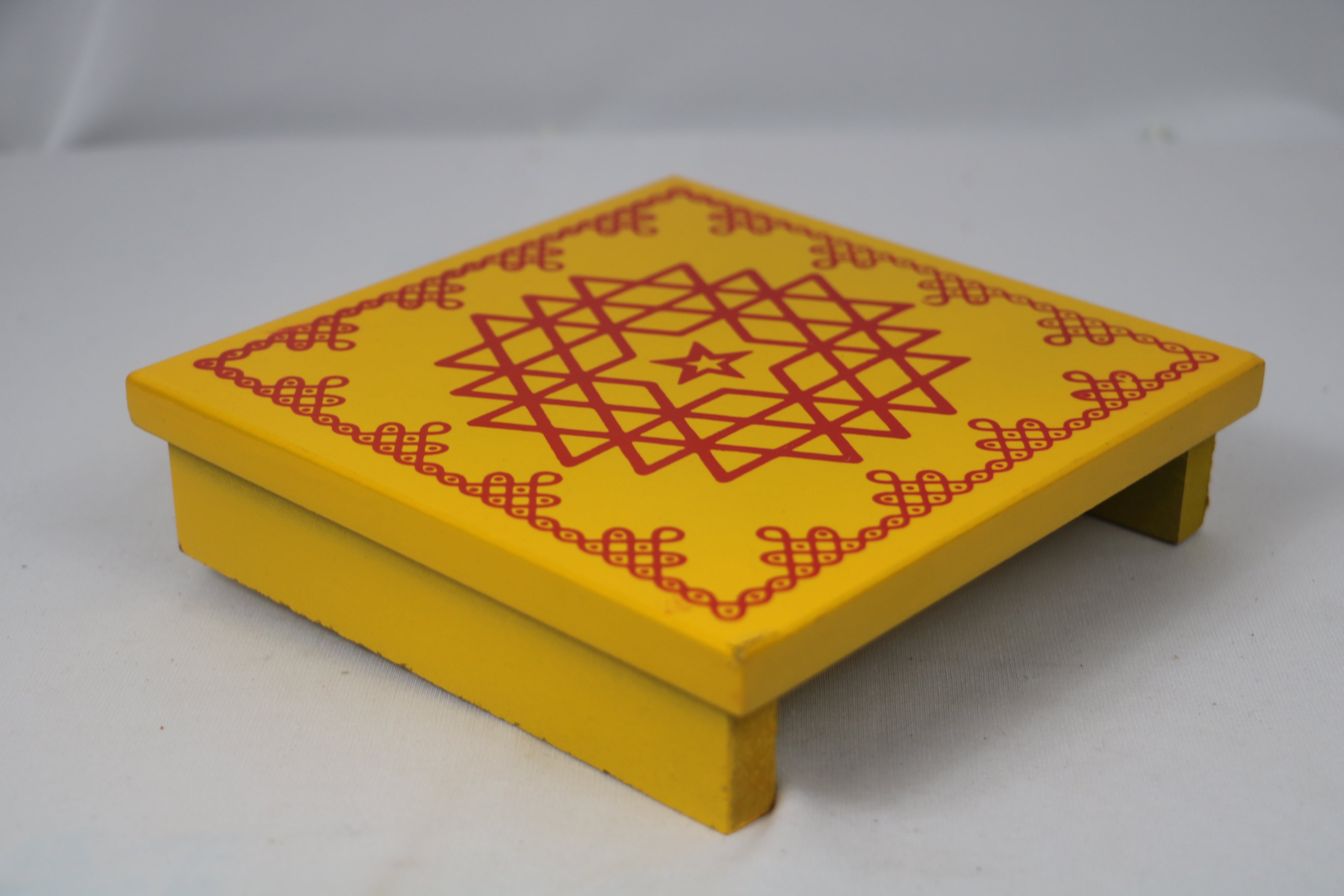 Channapatna Wooden Pooja Stand – Handcrafted & Hand-Painted Design