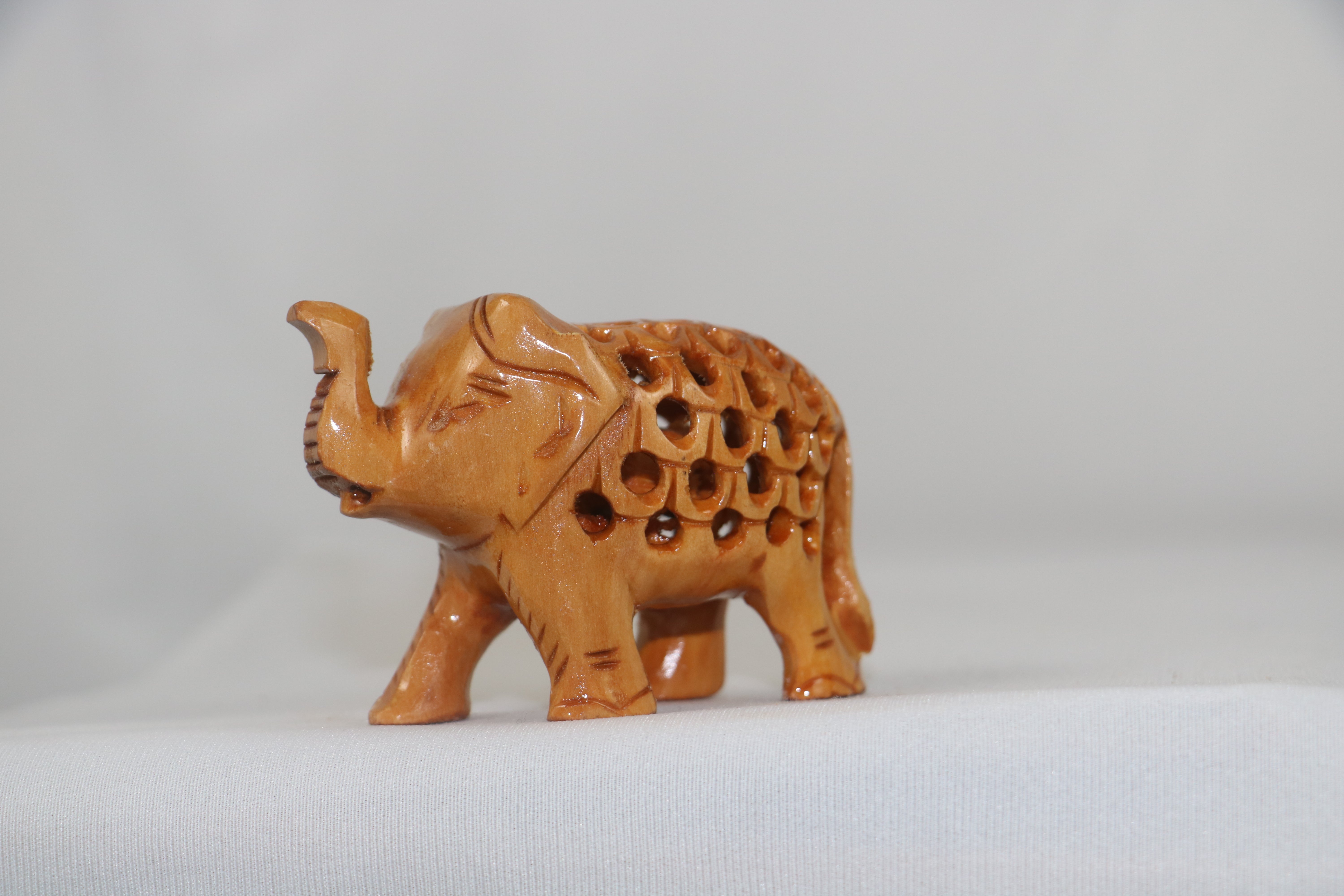 Wooden Elephant with Jali Work | Handmade Indian Craft Sculpture