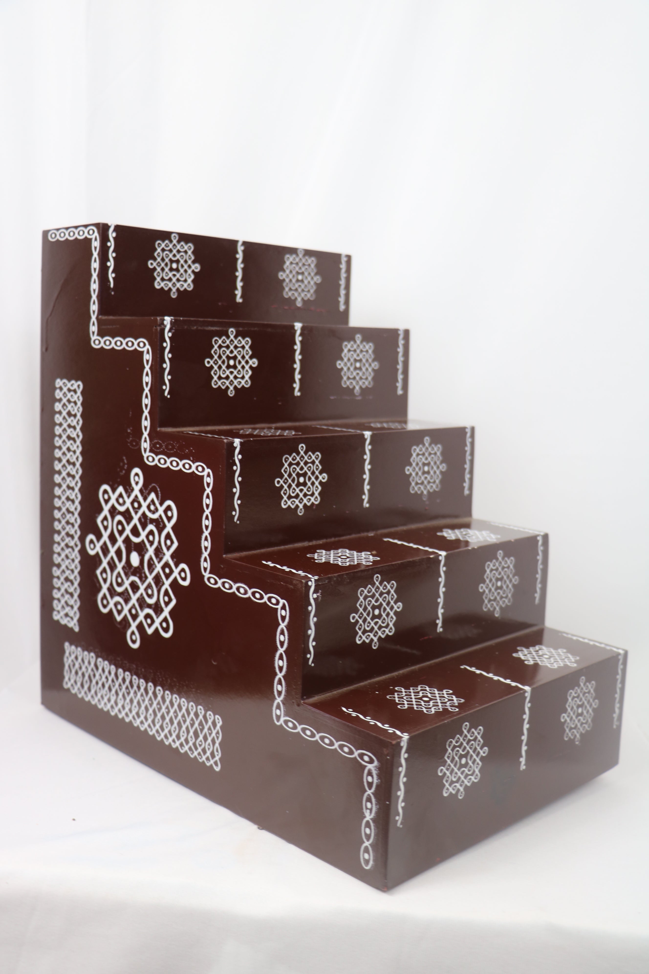Traditional Hand Painted Wooden Pooja Steps – Artisan Made