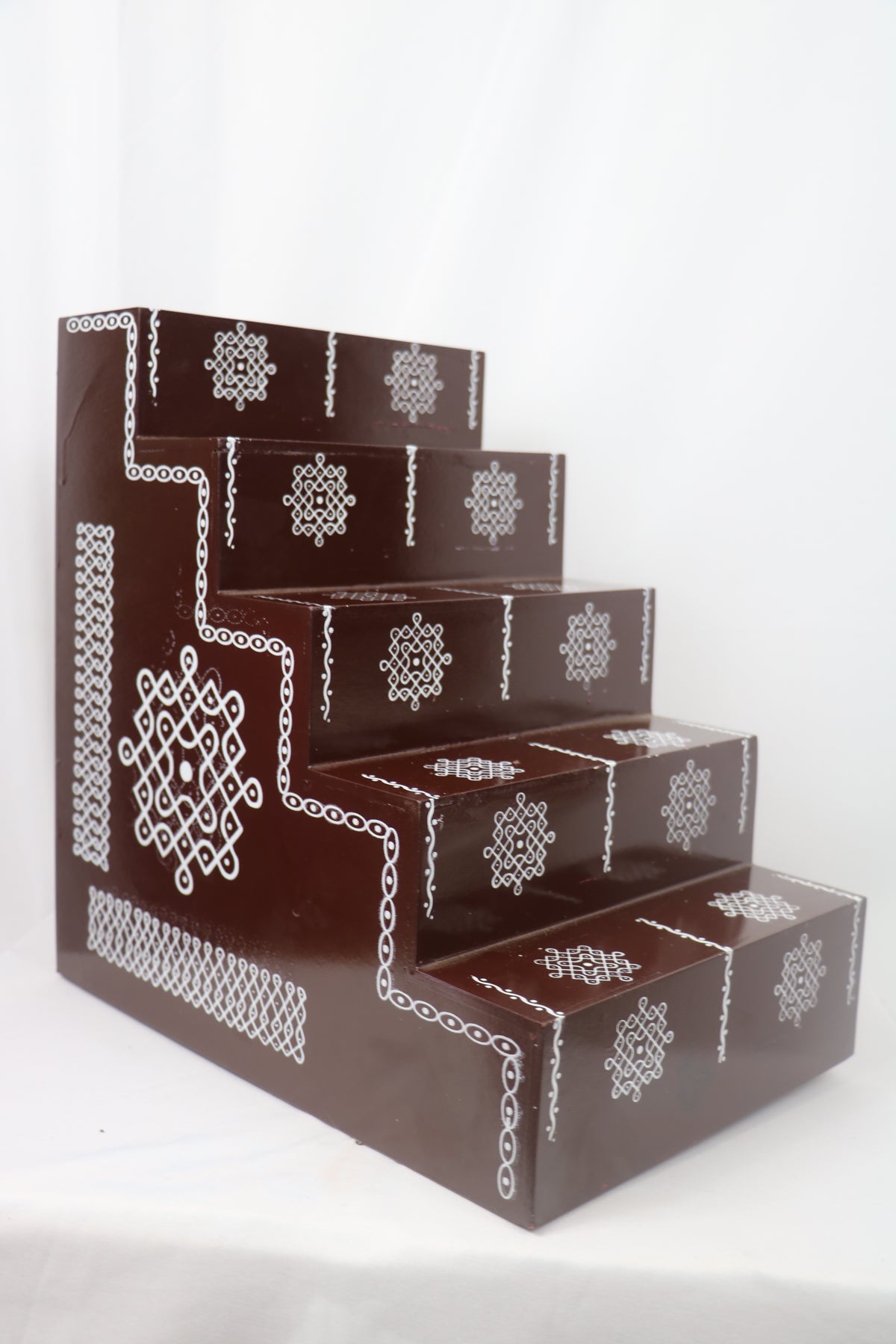 Traditional Hand Painted Wooden Pooja Steps – Artisan Made