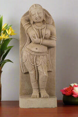 Ancient Elegance - Sandstone Relief of a Celestial Being