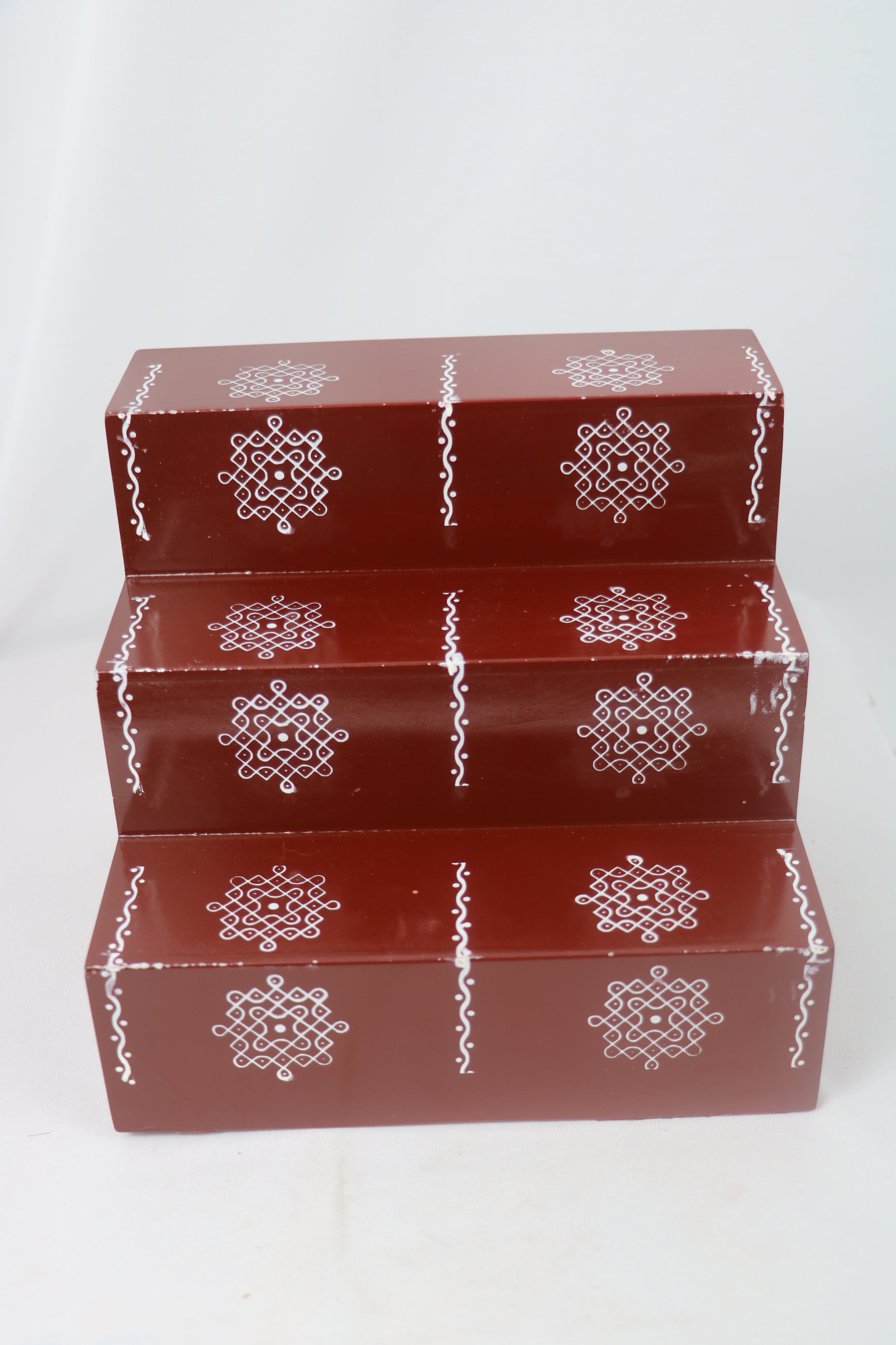 Traditional Hand Painted Wooden Pooja Steps – Artisan Made