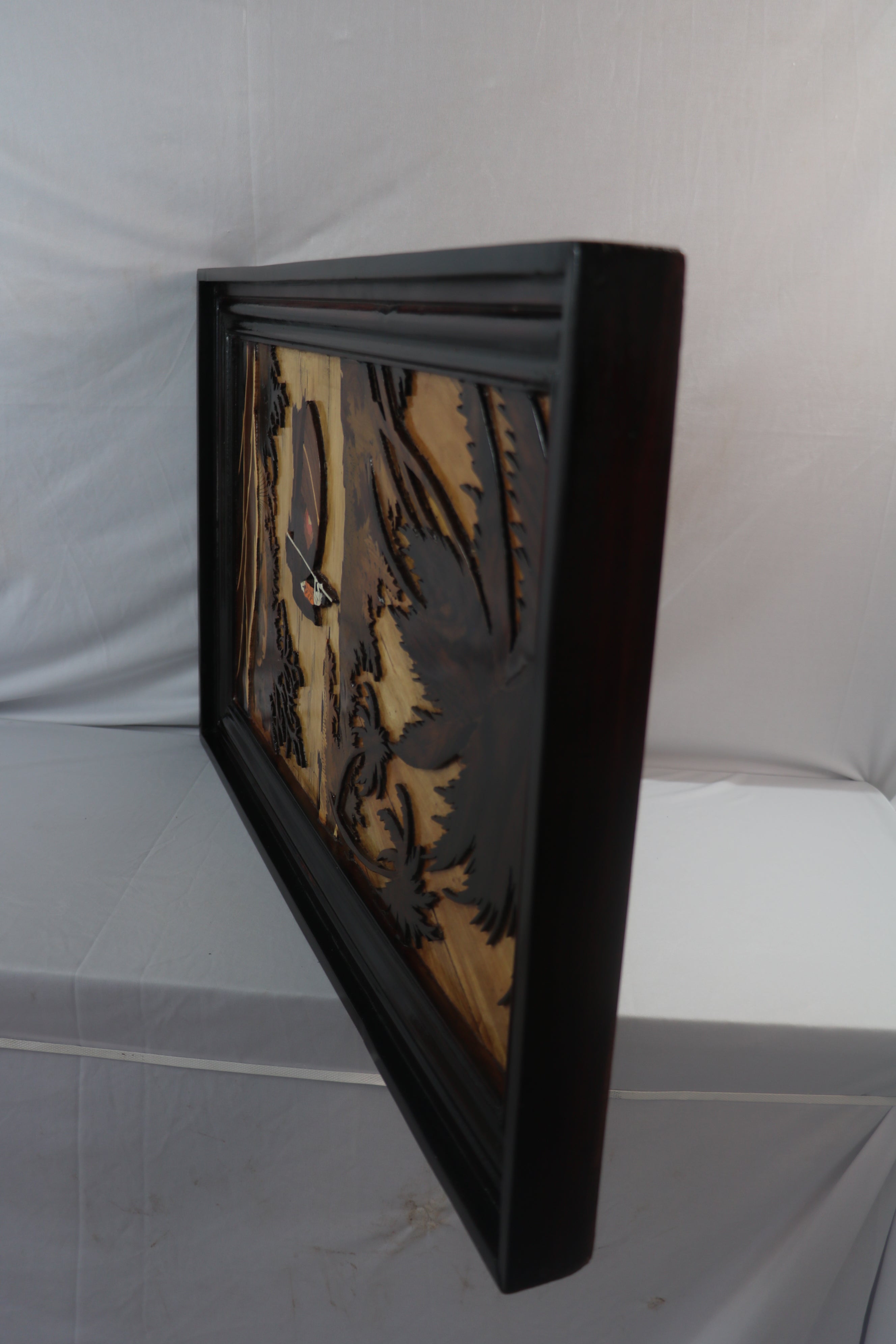 Man Sailing Boat Village Side Mysore Wood Inlay