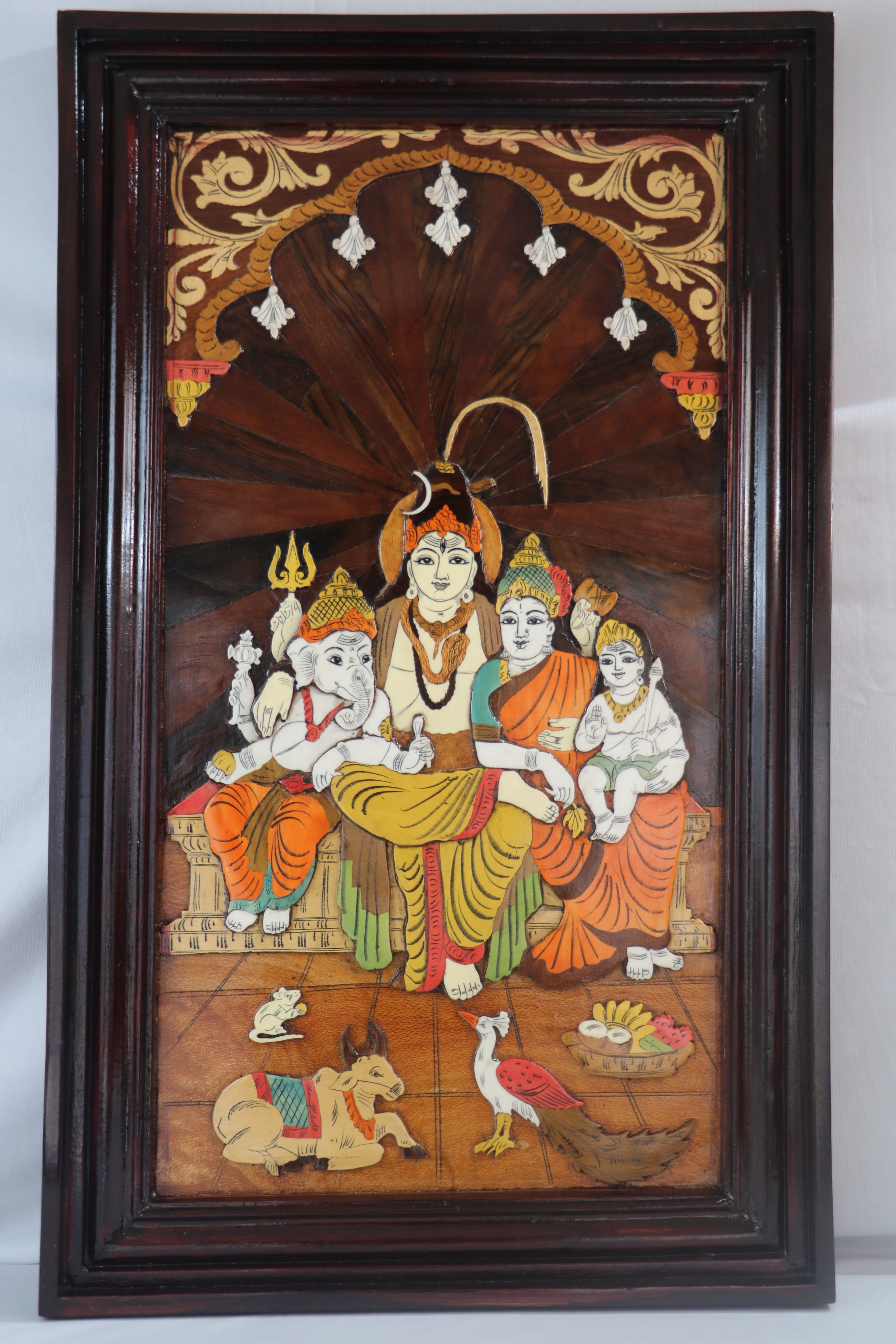 Lord Shiva Family Rose Wood Inlay Mysore
